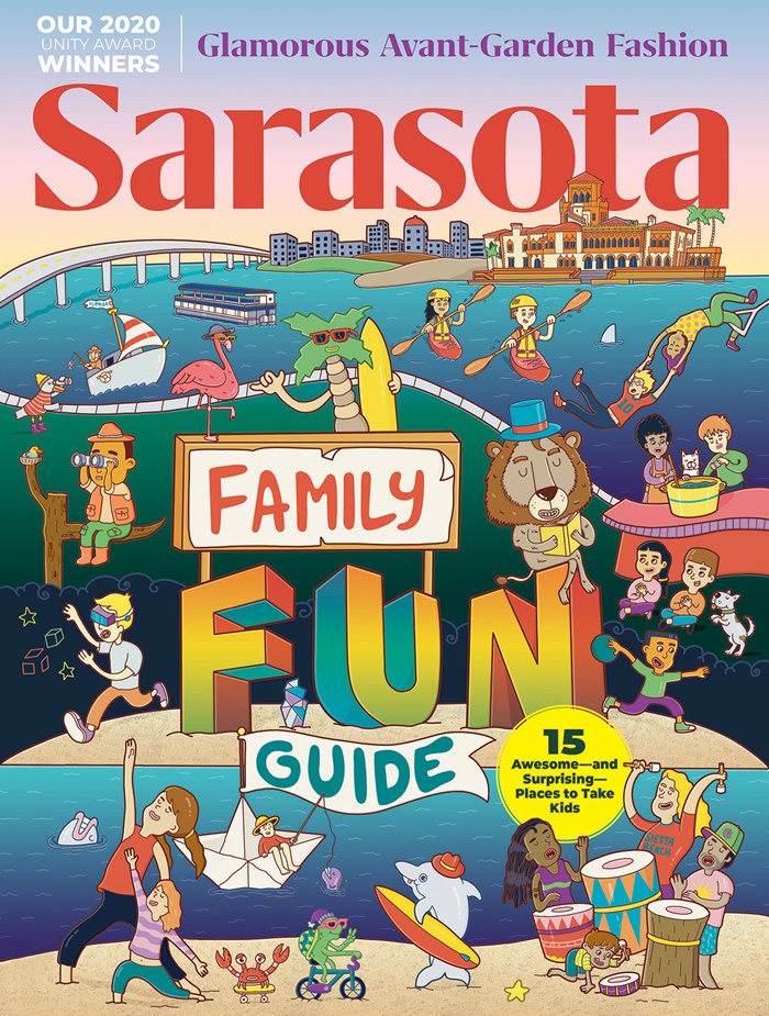 Cover illustration of Sarasota Magazine's family fun guide
