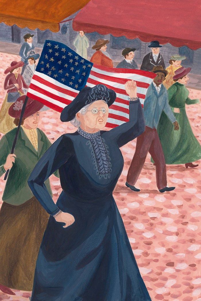 Portrait of old women fighting for USA