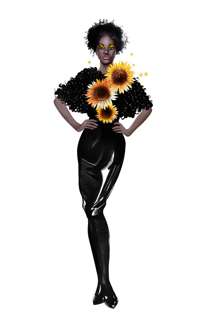 Flora fashion illustration by Natalia Sanabria