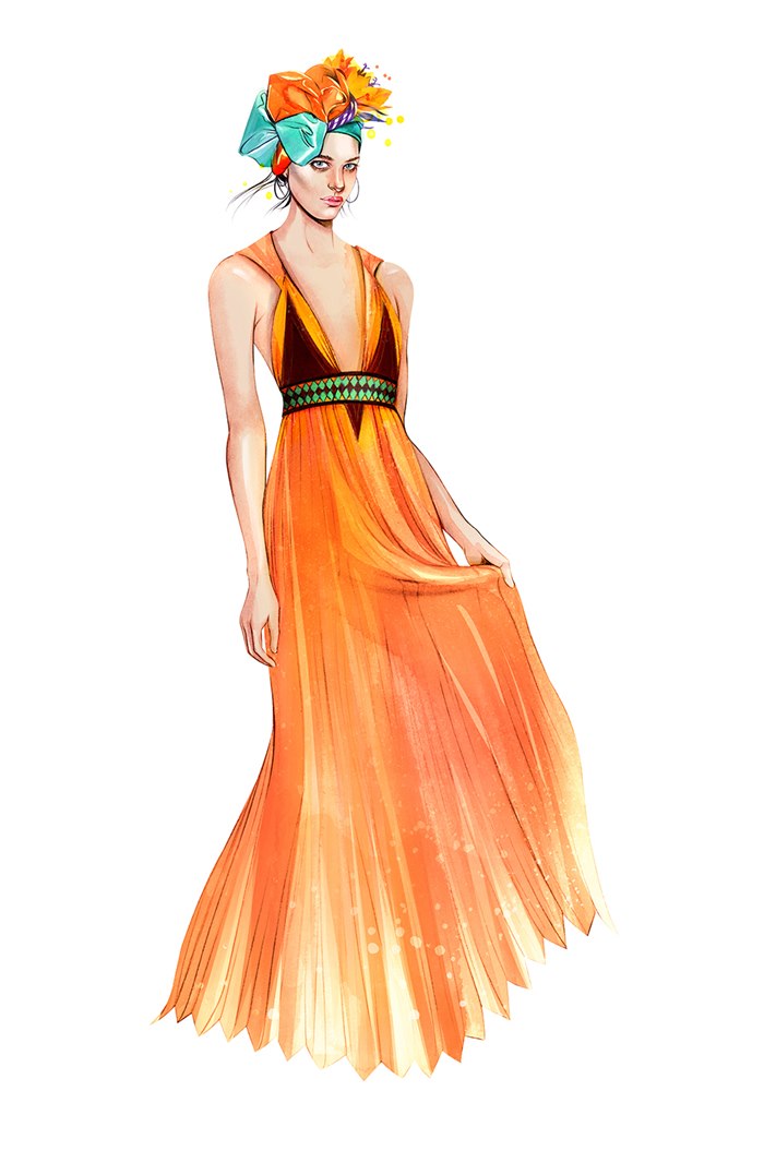 Light orange frock fashion illustration