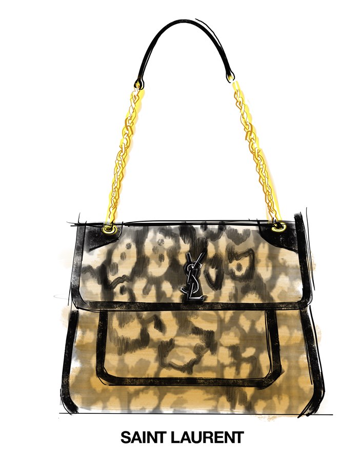 Fashion illustration of bag for Saint Laurent