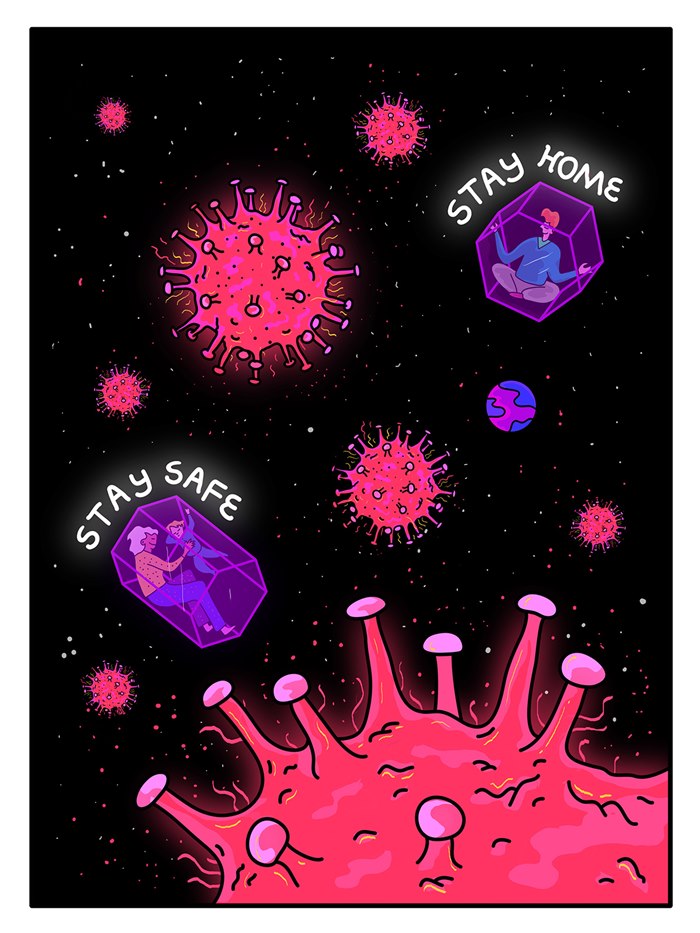 Stay safe and stay home illustration for covid-19