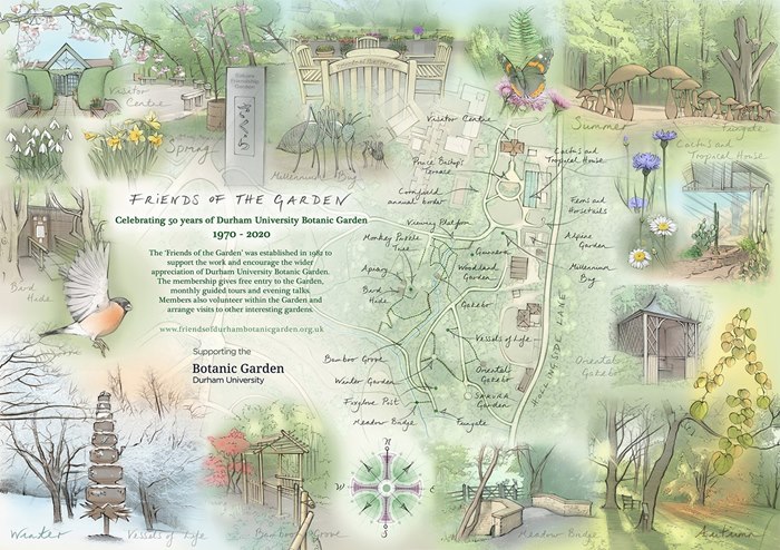 Map illustration of Durham Botanic Gardens