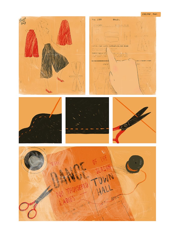 Storyboard design of dress design on paper