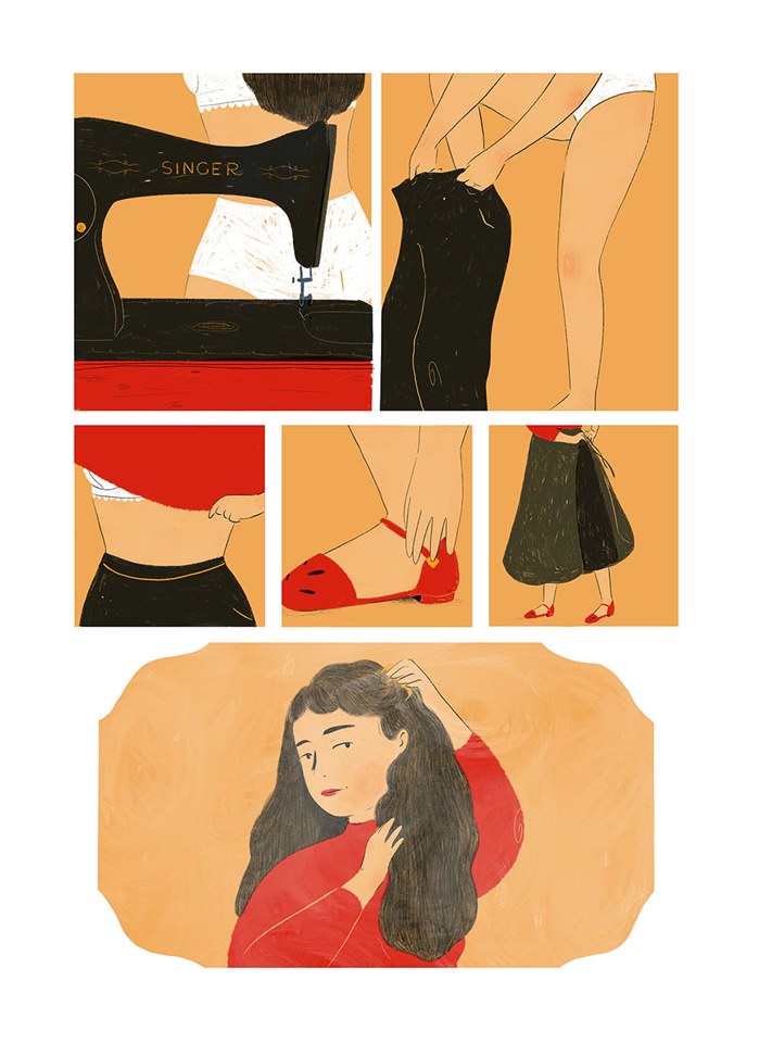 Girl dress design storyboard art