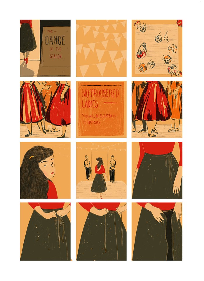 Fashion illustration of women dresses