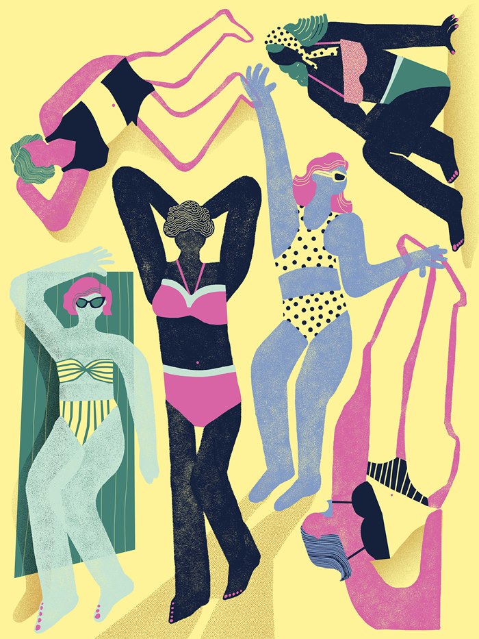 Colourful illustration of Bikini by Gina Rosas 