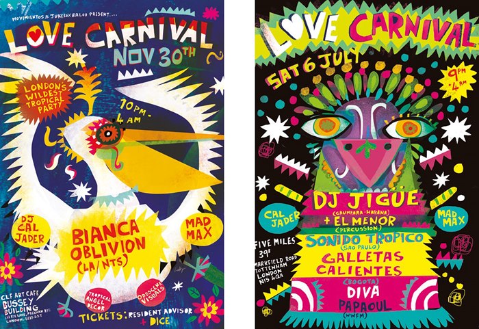 Lee Hodges poster design for Love Carnival 