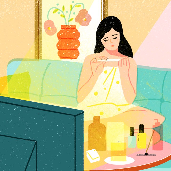 Digital painting of multitasking girl