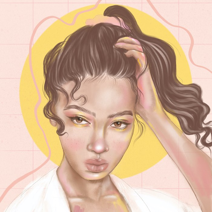 Digital portrait of moody girl 