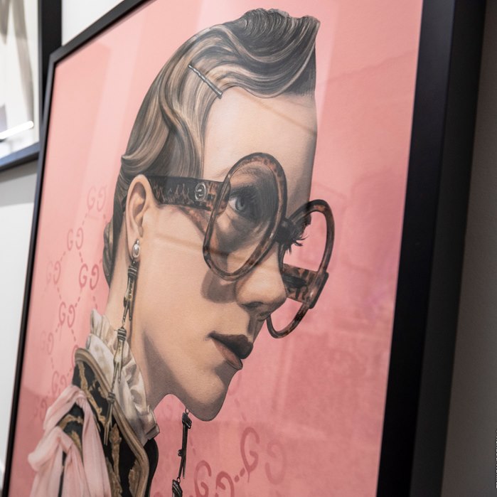Award winning fashion portrait illustration of Gucci Girl