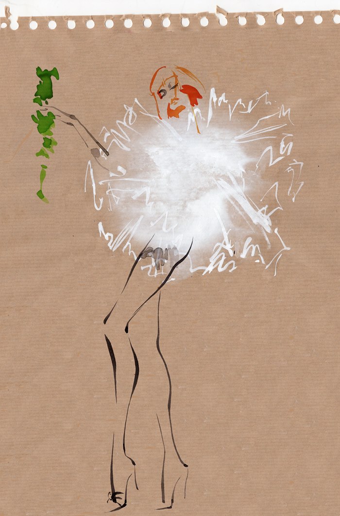 Watercolor line drawing by Katharine Asher