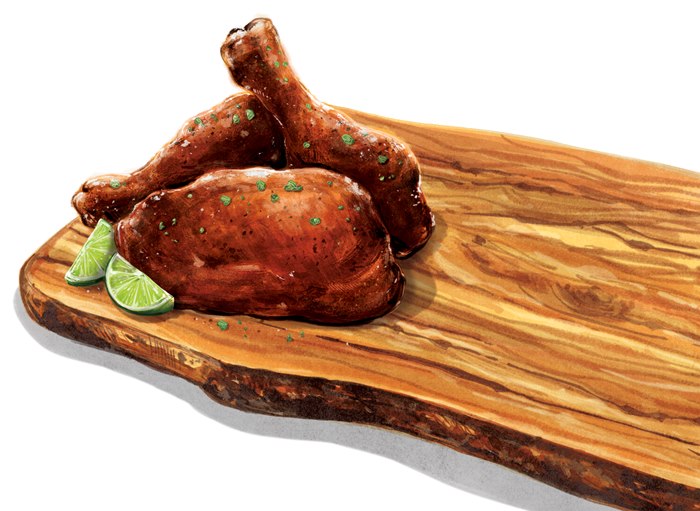 Digital painting of roasted chicken 