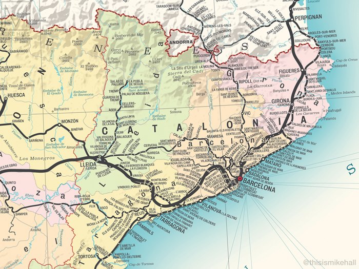 Map illustration of Catalonia 