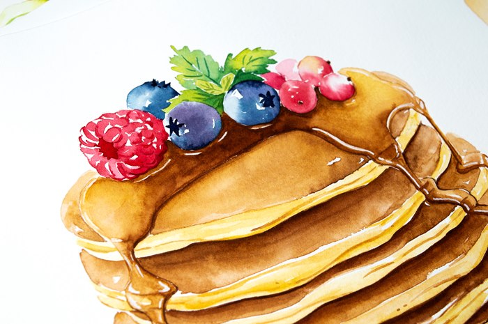 Watercolor food illustration of Burger 