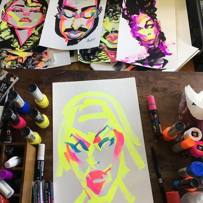 Live portrait drawing illustration 