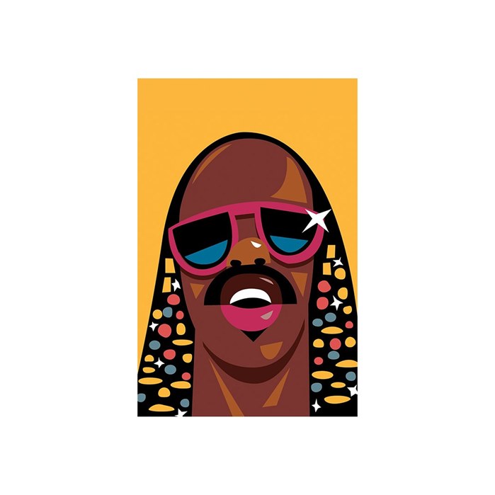 Digital portrait illustration of Stevie Wonder