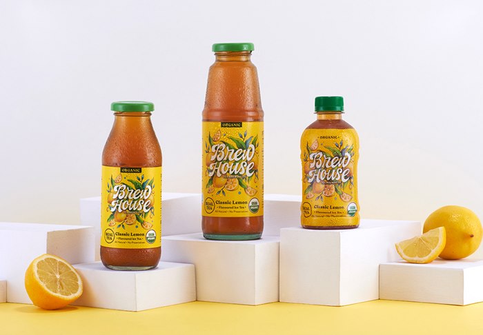 Lemon brewhouse tea bottle packaging illustration 