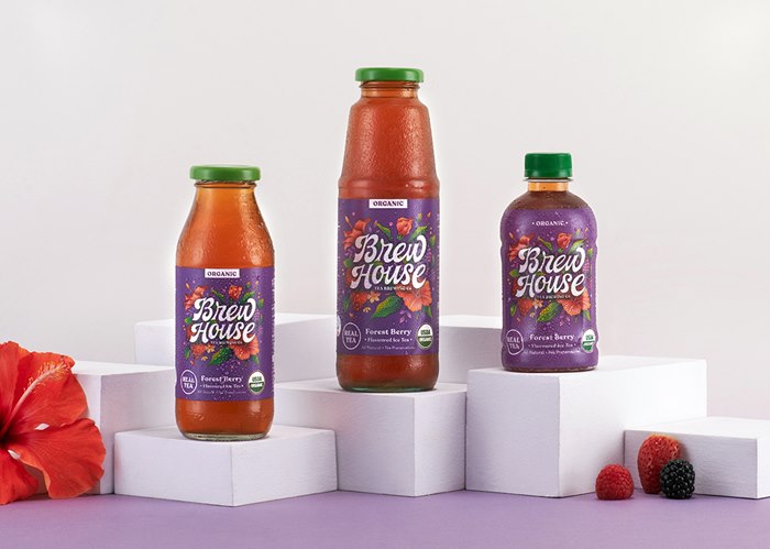 Strawberry brewhouse tea packaging illustration