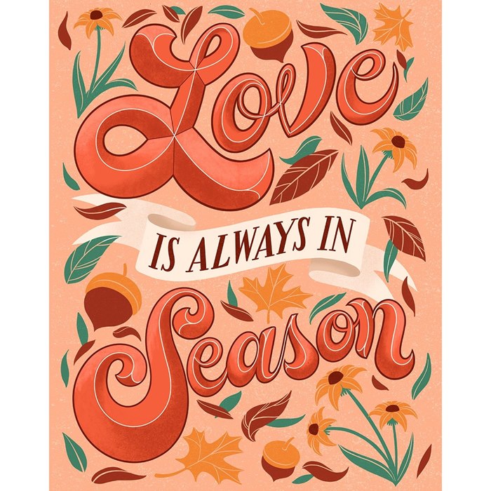 Lettering illustration of love is always in season 