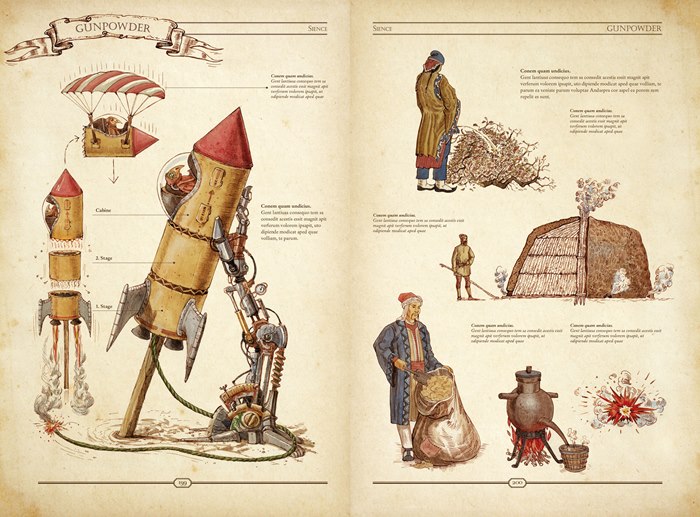 Gun Powder making illustration