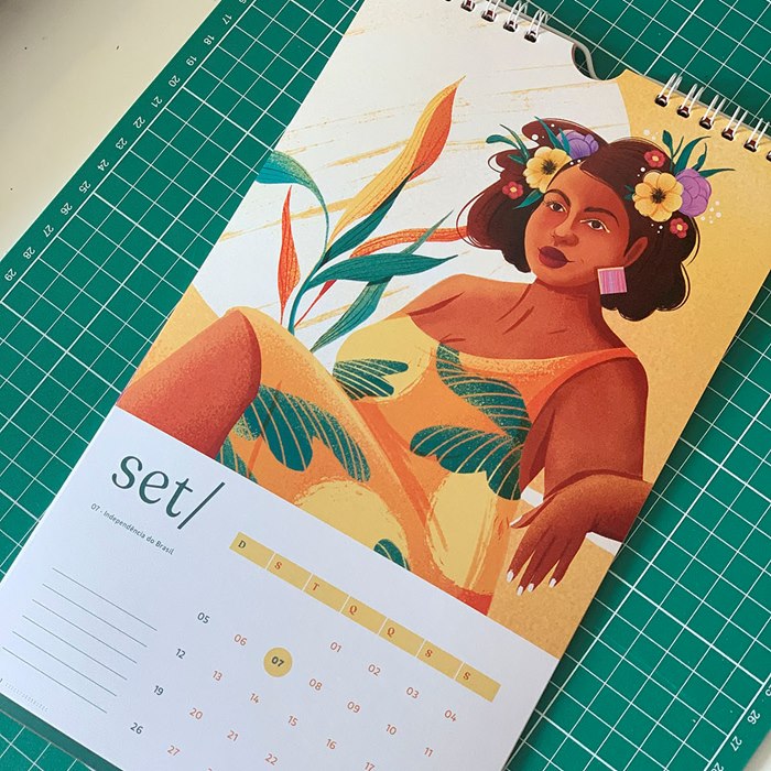 female model calendar illustration