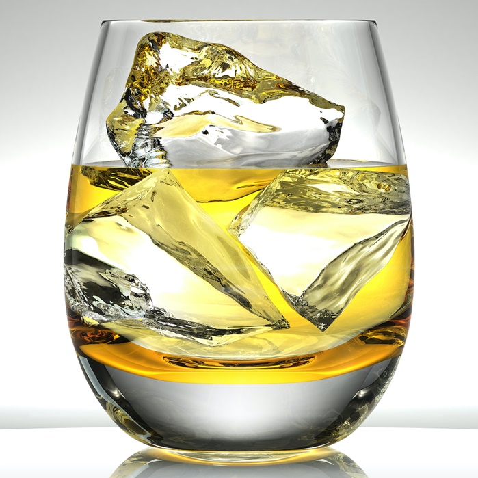 3D illustration of Whiskey glass