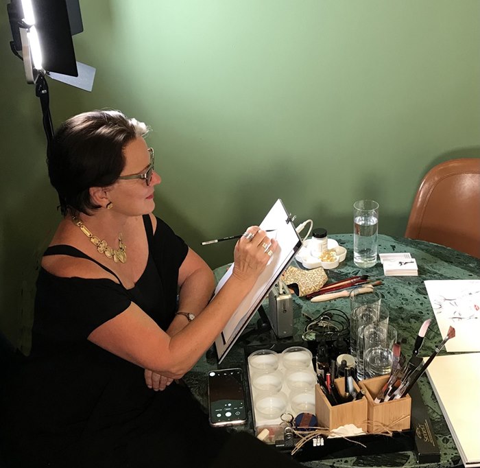 Katharine Asher live event drawing at Tiffany & Co