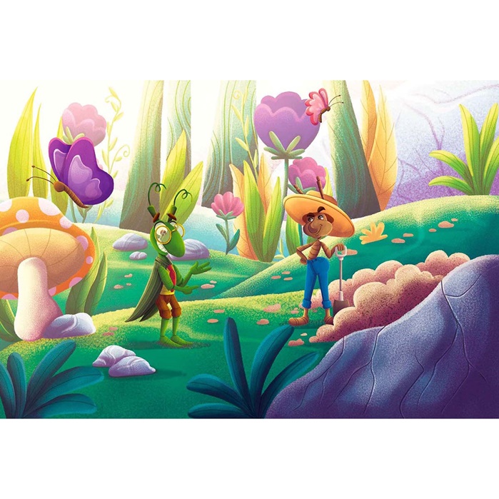 The tale of the ant and the cicada textbook illustration