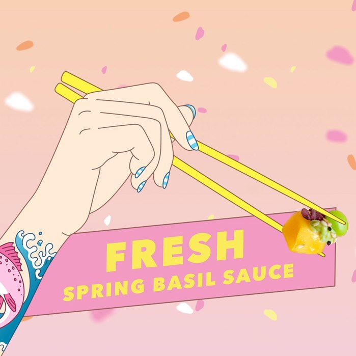 Illustration of Fresh spring basil sauce