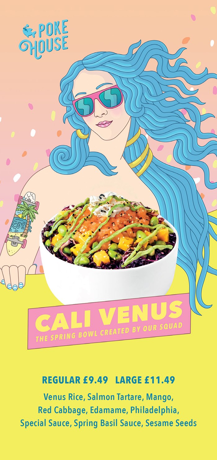 Advertising poster for new seasonal poke bowl - The Cali Venus