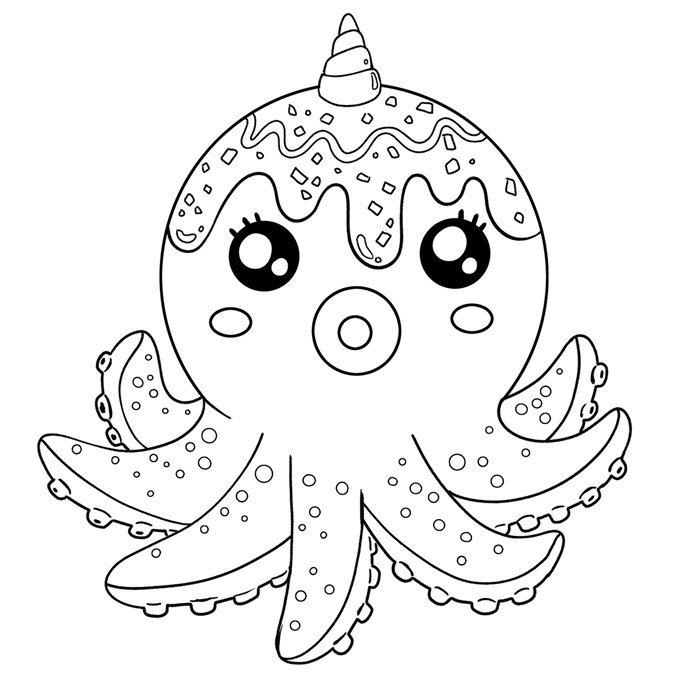 Octopus line drawing for colouring book