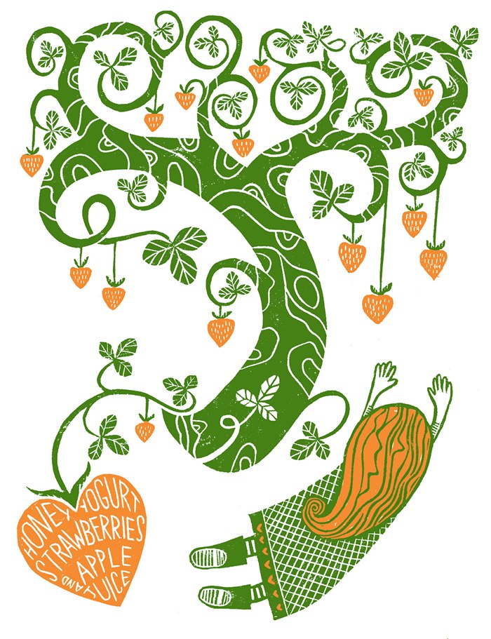 Powerful visual illustration of tree with strawberry pattern