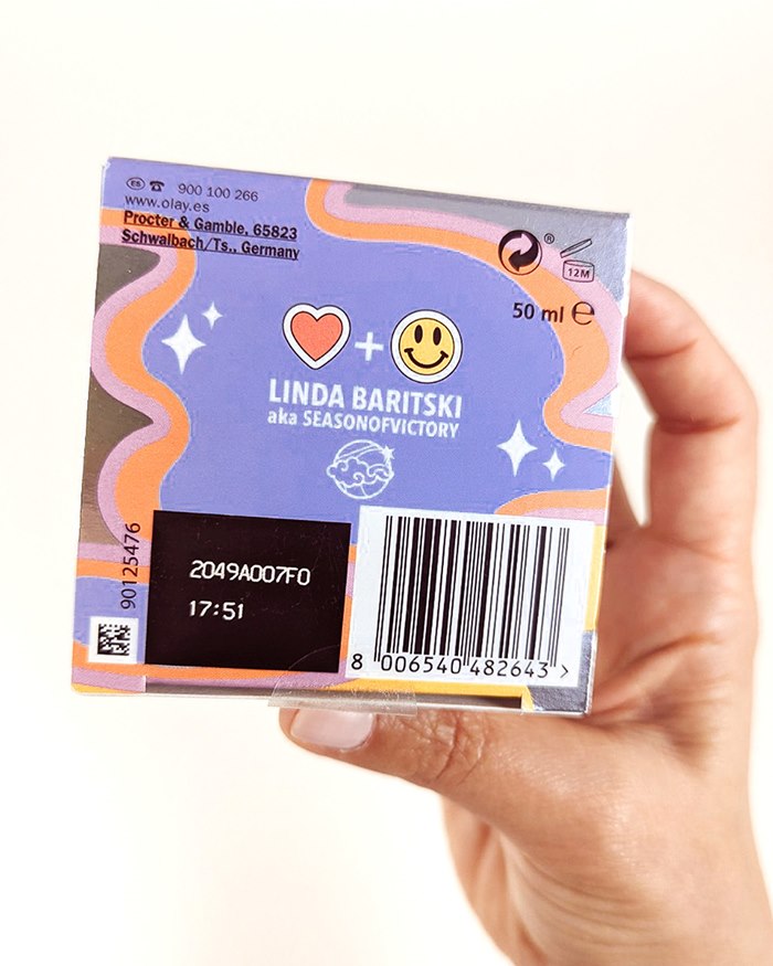Olay's limited edition science-themed box and jar packaging