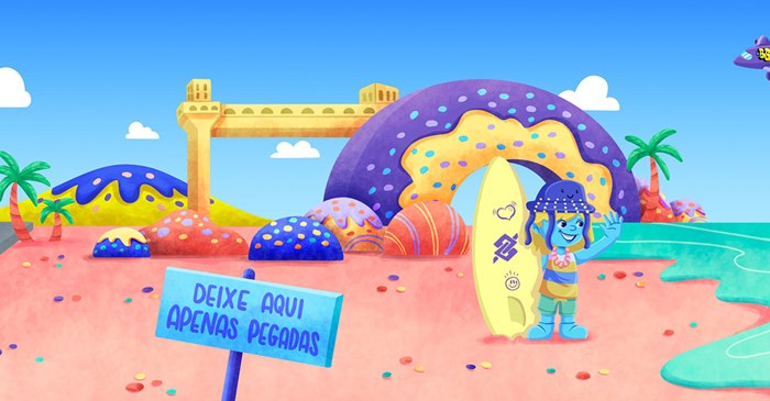 Cartoon character design for the interior of a 71.5m tunnel