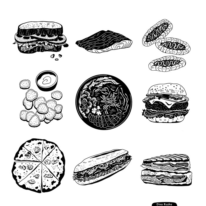 Dina Ruzha illustrates Phoenix Magazine's January cuisine section