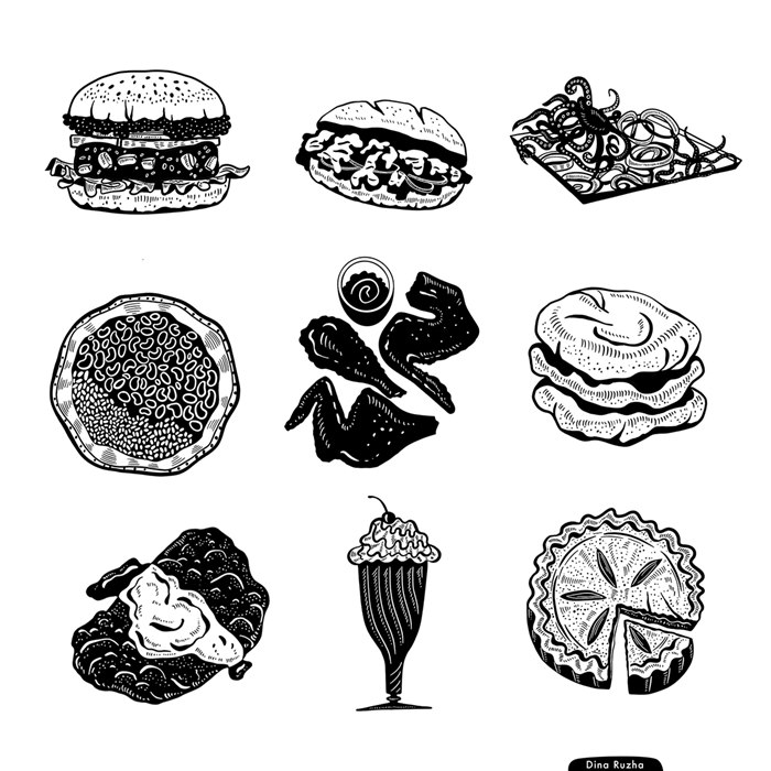 Dina Ruzha drew a picture of food for Phoenix Magazine