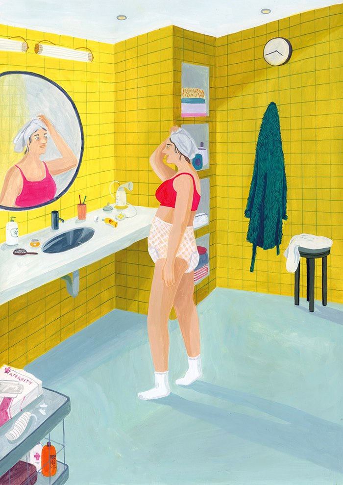 Decorative painting of a lavatory
