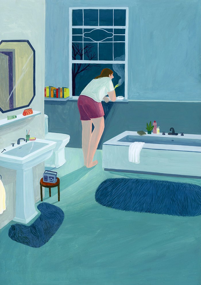 The sanitary facilities are shown in humorous