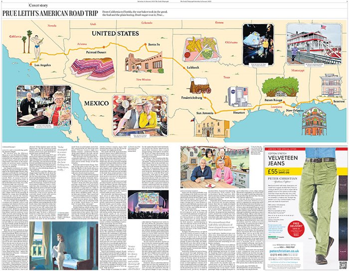 Claire depicts Prue Leith's cross-country journey from Florida to LA