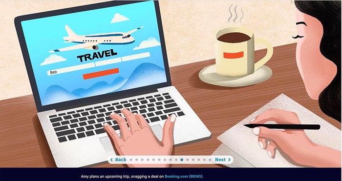 Artwork conveying Booking a holiday at an Airbnb