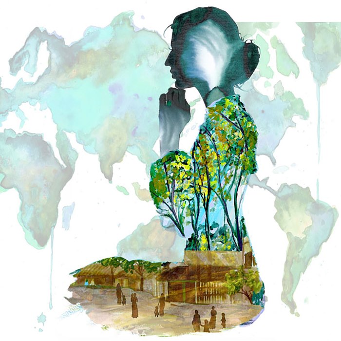 Watercolor painting on childcare provision, infrastructure, and policies
