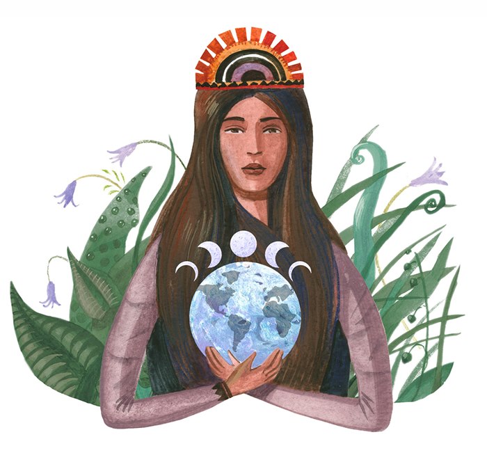 Drawing of "Ancient Goddesses" for garden book