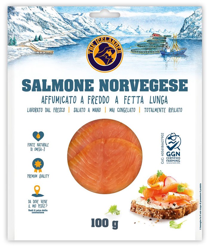 Packaging illustrations for their salmon-sourced