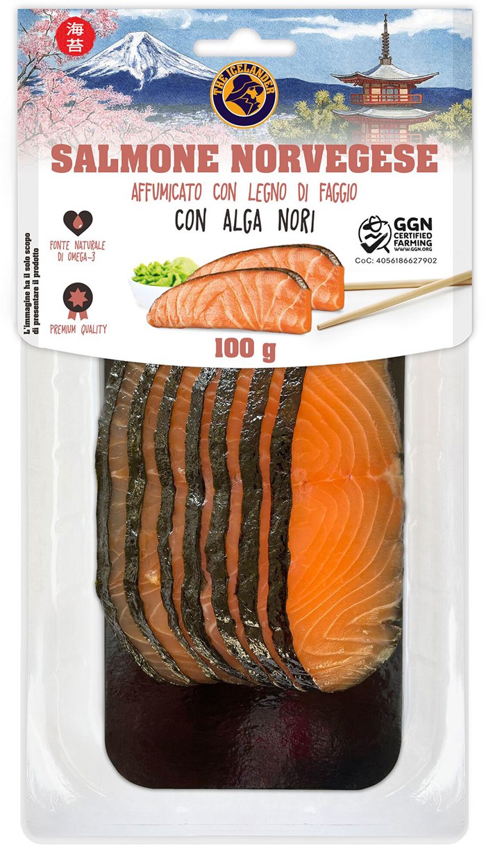 Salmon fish packaging illustration by Lev Kaplan