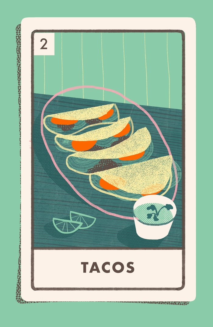 Guide illustration about tacos and wine pairing