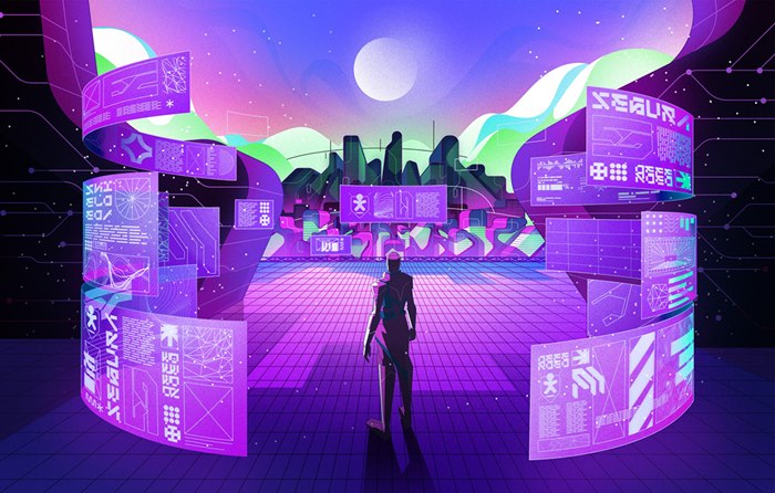 Futuristic and technological environment illustration