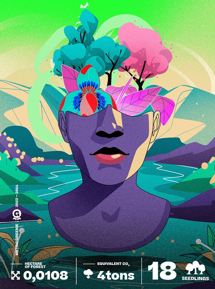 Denis created The Greenies' nature-inspired artwork