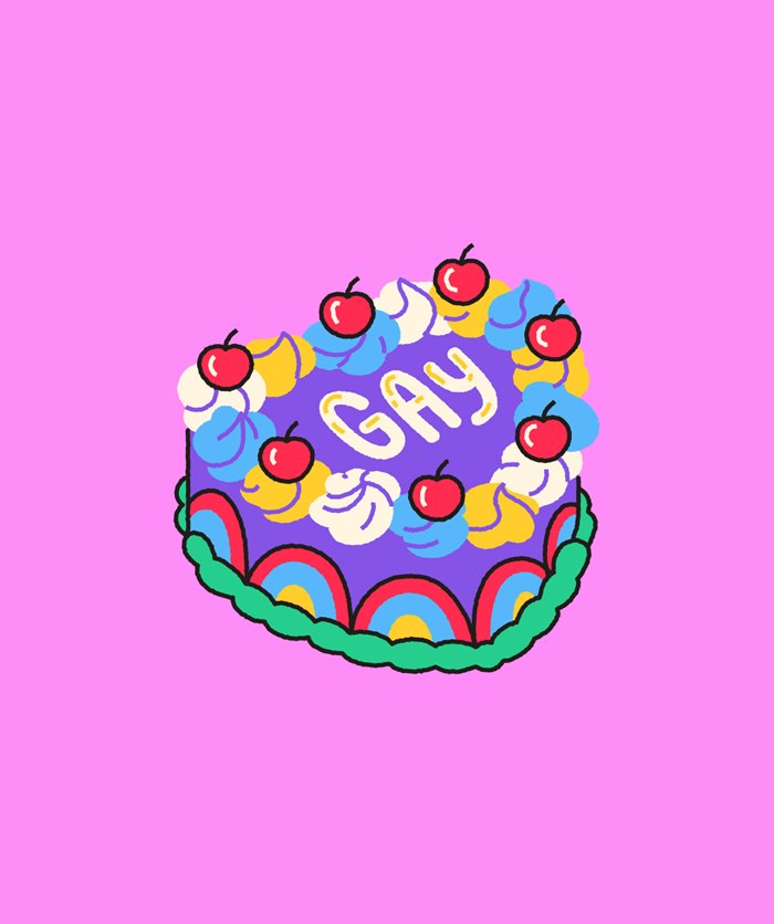Decorative gay cake illustration