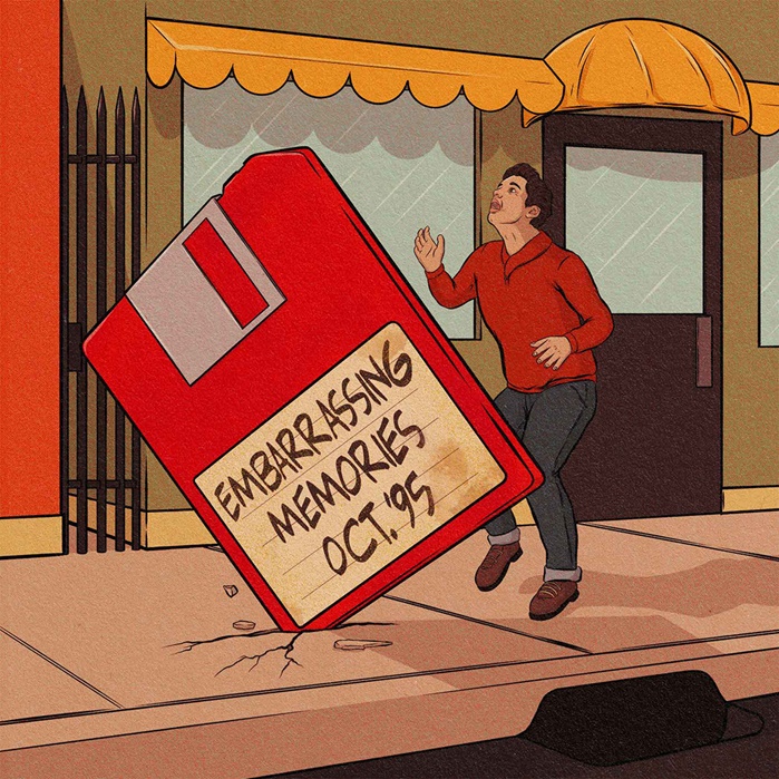 Conceptual illustration on an embarrassing memory card